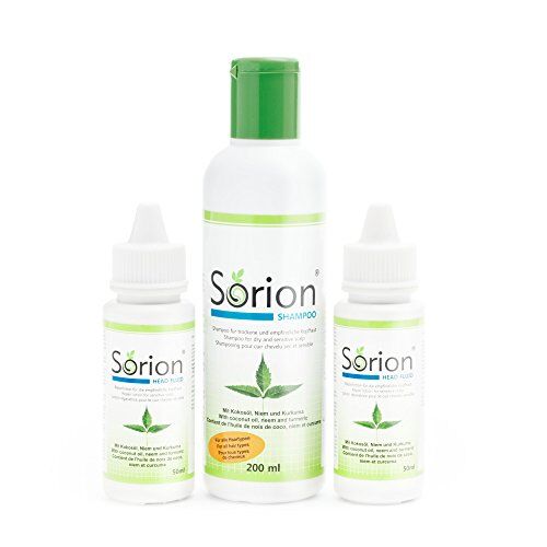 Sorion Shampoo und Sorion Head Fluid Set - Hautpflege auch bei Schuppenflechte und Neurodermitis mit Kokosöl, Neem und Kurkuma Sorion Shampoo und Sorion Head Fluid Set - Hautpflege auch bei Schuppenflechte und Neurodermitis mit Kokosöl, Neem und Kurkuma